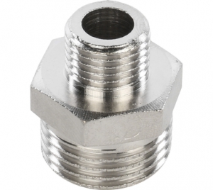 Ниппель перех.  1х1/2 STOUT (ник.) l 10/90 в упак.