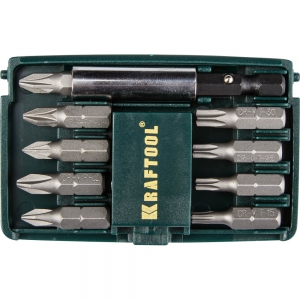 Бита (Набор) 10шт. с магнитным адаптером KRAFTOOL