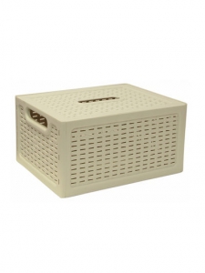 Ящик с крышкой 370х280х190мм  РОТАНГ белый ротанг (М-пластика) (М 2375)