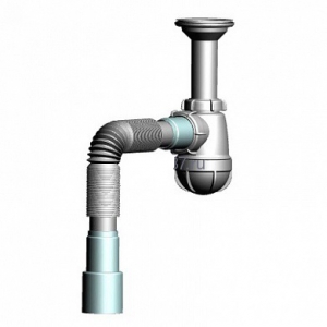 Сифон для кухни малый 1?х40 с удлинённой горловиной с гибкой трубой 40х40-50  S0515