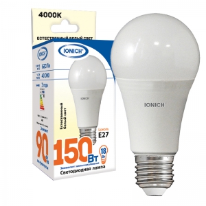 Лампа св. Е27 18Вт IONICH 4000К ILED-SMD2835-A60-18Вт-1500Лм-230В-4000К-E27 | 10/100  в упак.