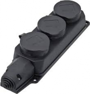 Колодка каучук 3-м 16A IP44 с/з с заглушками UNIVersal 602230