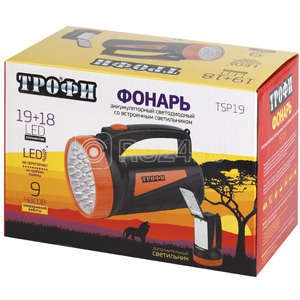 Фон. св. прожектор 19+18 LED аккум. Трофи TSP19 4В 2 А.ч ЗУ 220В карт. упак. C0045552/Б0008436