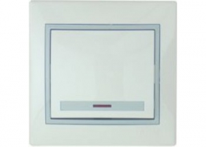 Выкл. СП 1-кл. IP20 10А с инд. бел./сер. Мира 701-0215-111