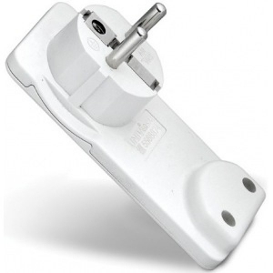 Вилка  с/з прям.бел.16А 250В (невидимка) UNIVERSAL