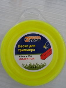 Леска д/триммера 2.4мм х 15м квадрат, Проф. Энергопром, желт., блистер/уп.120шт.