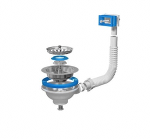 Перелив гибкий для мойки АНИ Пласт N305S с прямоугольным вертикальным корпусом 3 1/2 дюйма