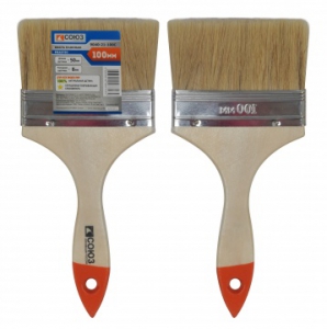 Кисть 4 плоская Практик (100мм) натуральная щетина, деревянная ручка | СОЮЗ
