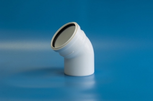 Отвод белый бесшумный полипропиленовый (ПП) 50х45 Политэк