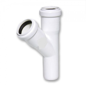 Тройник белый бесшумный полипропиленовый (ПП) 50х50/45 Политэк