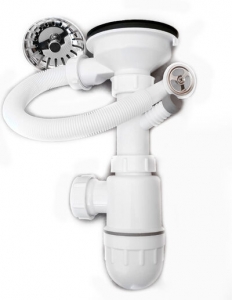 Сифон бутылочный БРИСЛ 3 1/2 х 40, с круг.перел. для ГРАНИТНОЙ мойки, с отводом с/маш SALD 0001