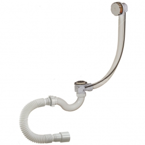 А-24089 Cифон для ванны (обвязка) ОРИО 1 1/2х40, с переливом и гибкой трубой 40-40/50 (полуавтомат